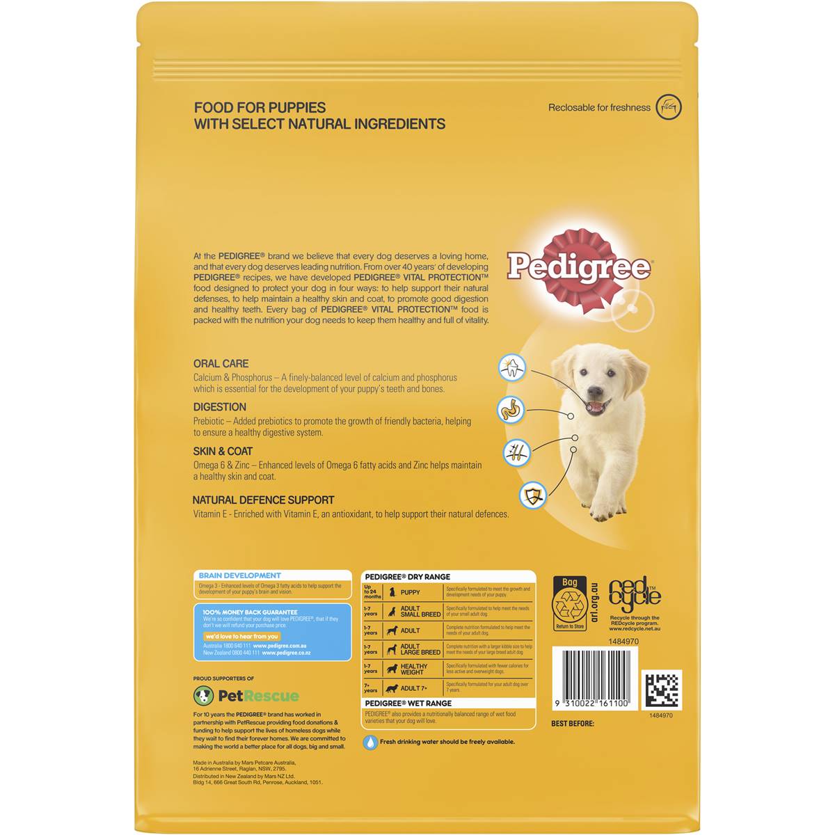 Pedigree - Puppy Dry Dog Food Chicken With Rice 2.5kg - Petservo
