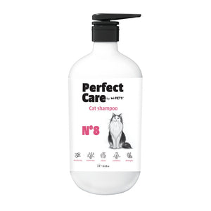 Cat shampoo bottle labeled 'Perfect Care by M-Pets' on a white background at Pet Servo