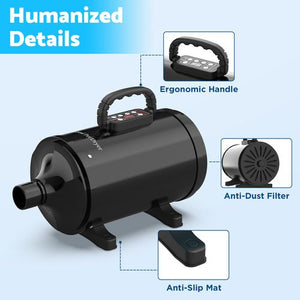 Advwin - 2000W Pet Dryer Smart LCD Display Black - petservo