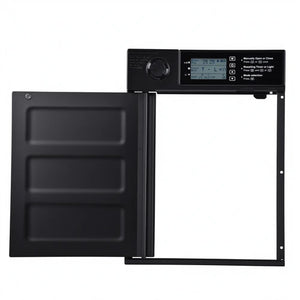 Black electronic control panel with digital display on a white background at Pet Servo