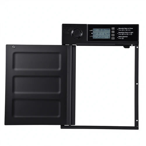Black electronic control panel with digital display on a white background at Pet Servo