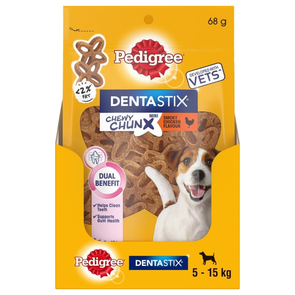 Pedigree Dentastix Chewy Chunx Treats Mini Smoky Chicken at Pet Servo