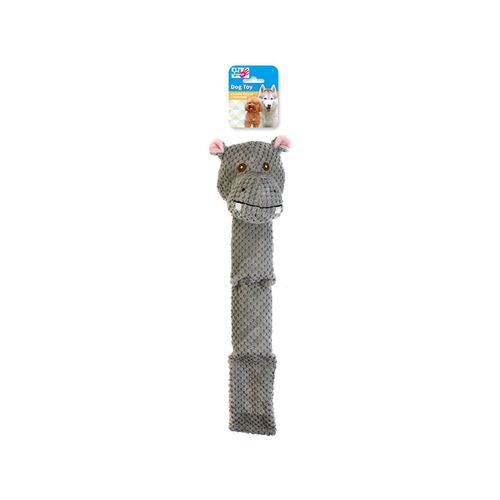 Paw Play - Plush Squeak Hippo Pet Toy Grey