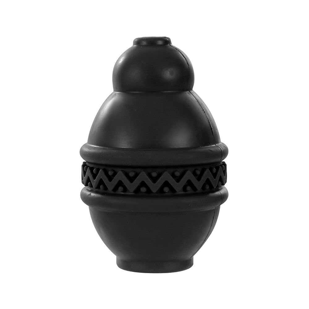 Black decorative urn with a zigzag pattern on a white background at Pet Servo