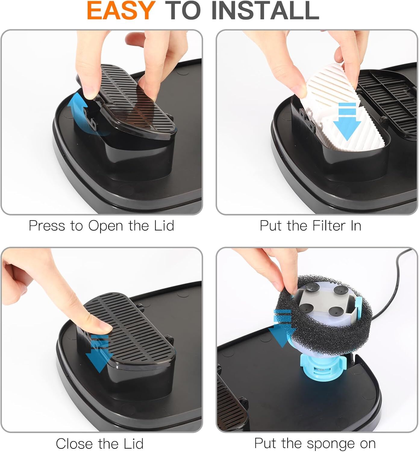 Step-by-step guide on how to install a filter system with close-up actions at Pet Servo