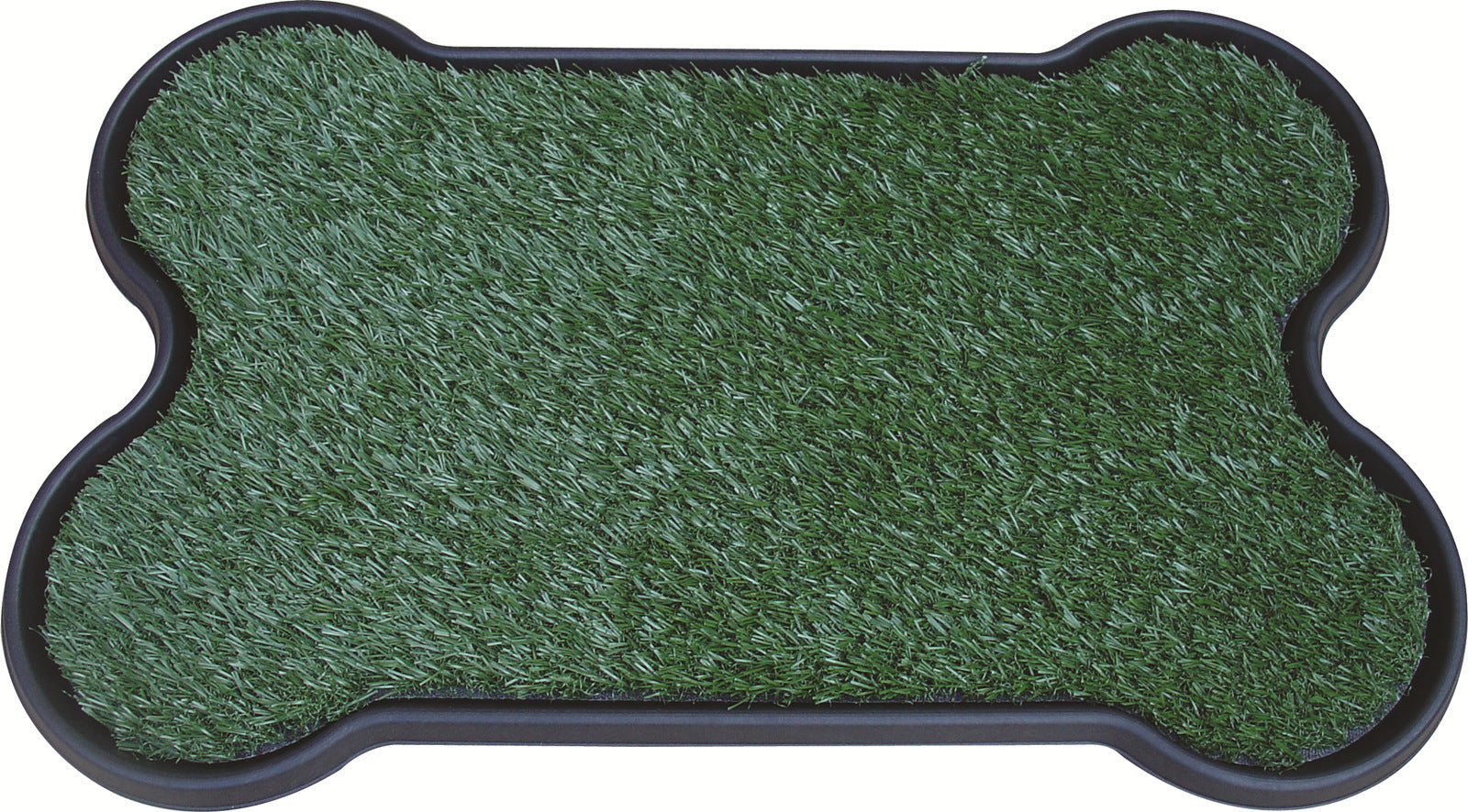 Green pet mat shaped like a bone with black border at Pet Servo