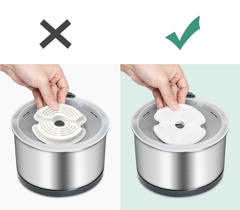 Correct and incorrect ways to use a kitchen tool with a hand holding it over a container at Pet Servo