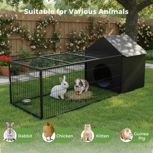 Pet cage suitable for various animals with a garden background at Pet Servo