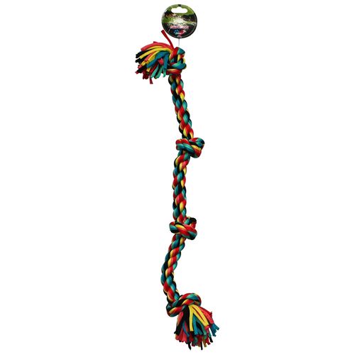 Paw Play - 68cm Stretch Rope Cotton 4 Knots/Braided Teeth Cleaning Tug War Dog Toy