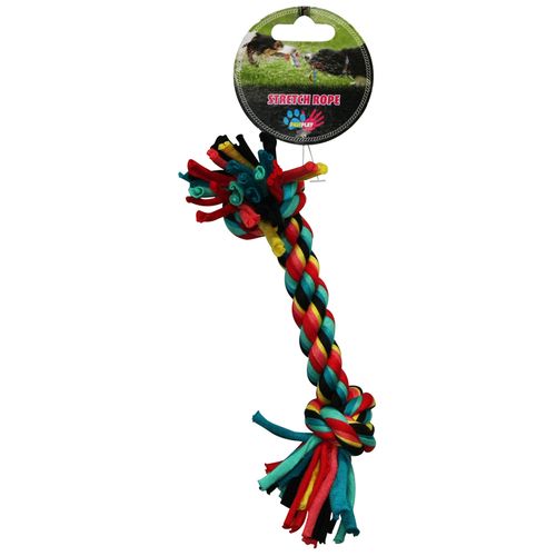 Paw Play - 21cm Stretch Bone Rope Cotton Knots/Braided Teeth Clean Tug War Dog Toy