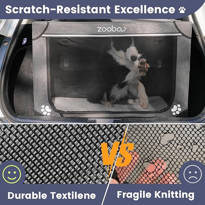 Zooba - Collapsible/Foldable Pet Cat Dog Crate Pet Dog Puppy Cat Soft Crate - Travel Kennel - Charcoal Gray