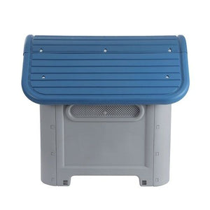 Blue and gray step stool on a white background at Pet Servo