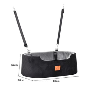 Pet hammock with dimensions on a white background at Pet Servo
