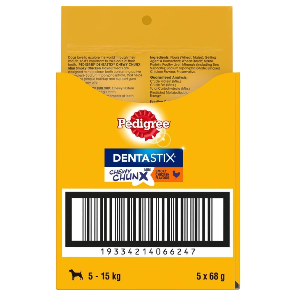 Pedigree Dentastix Chewy Chunx Treats Mini Smoky Chicken at Pet Servo-1