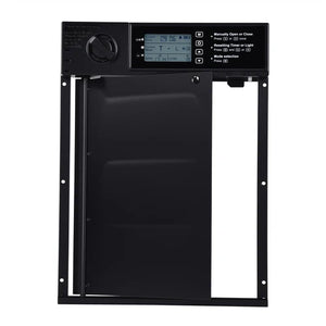 Black electronic control panel with digital display on a white background at Pet Servo