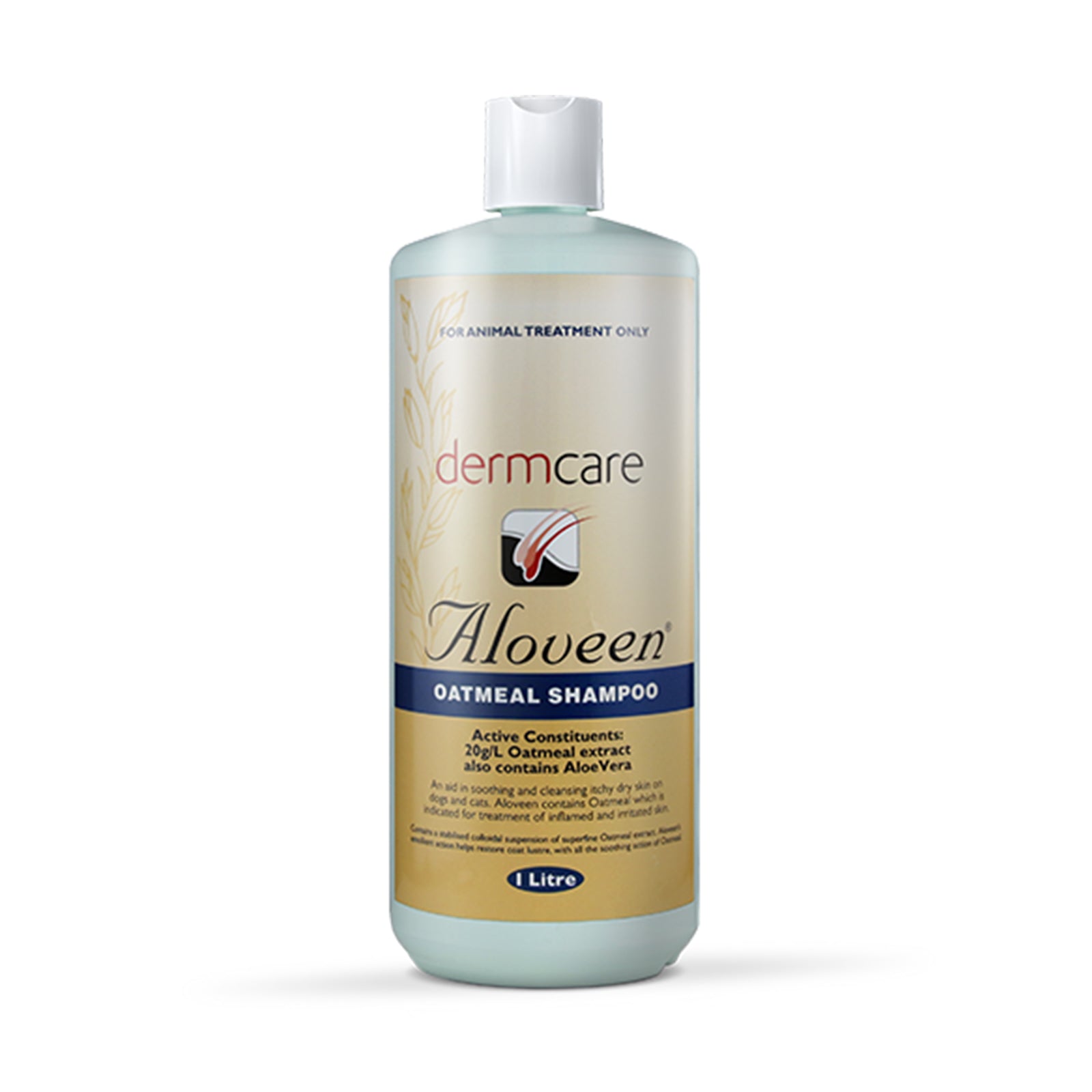 Dermcare Aloveen Oatmeal 1 L Shampoo bottle on a white background at Pet Servo