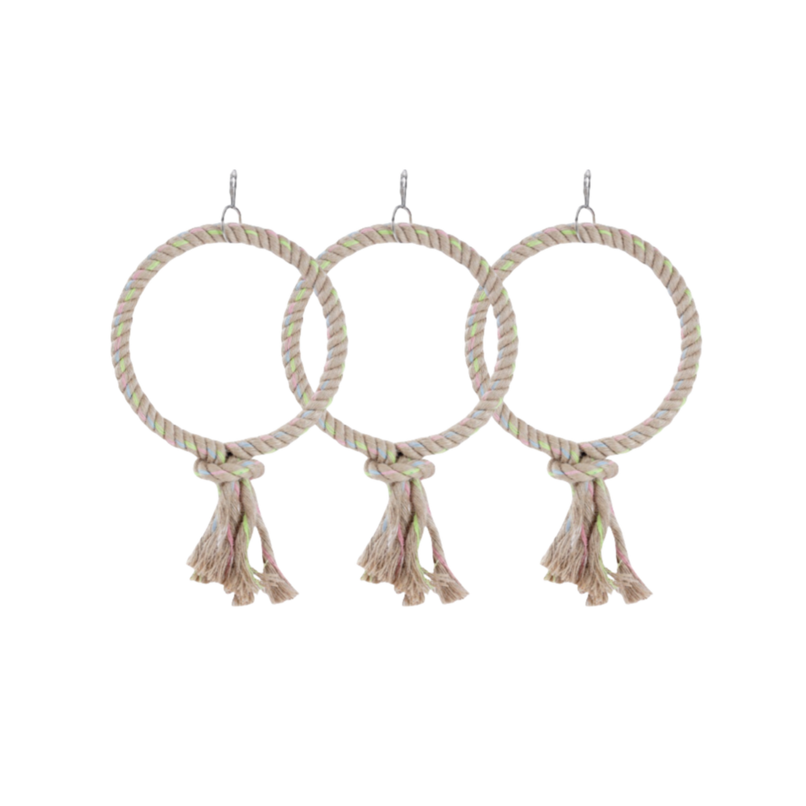 YES4PETS - 3x Medium Jute Ring Toys for Pet Birds - Pet Servo