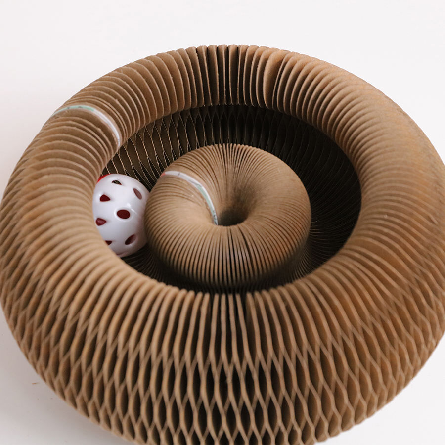 Cardboard tube with a white object inside on a white background at Pet Servo