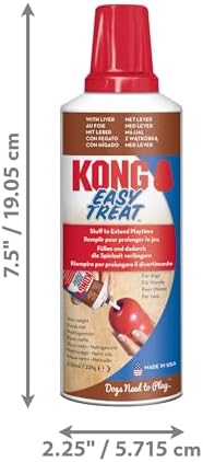 A can of KONG Easy Fast dog urine remover with a red spray top, shown on a white background with dimension arrows indicating height of 7.5 inches (19 at Pet Servo