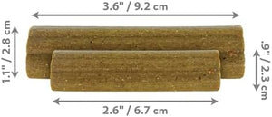 Two brown textured cylindrical pieces shown with dimension arrows and labels indicating 3.6 inches by 1 at Pet Servo