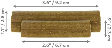 Two brown textured cylindrical pieces shown with dimension arrows and labels indicating 3.6 inches by 1 at Pet Servo