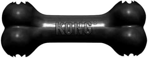 Black KONG dog toy shaped like a bone on a white background at Pet Servo