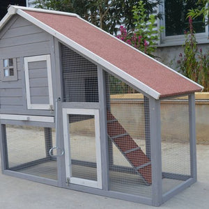 YES4PETS Grey Large Chicken Coop Rabbit Hutch Guinea Pig Cage PetServo-3