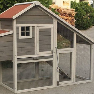 YES4PETS Grey Large Chicken Coop Rabbit Hutch Guinea Pig Cage PetServo-5