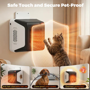 Wall-mounted pet safety device with a cat reaching out, featuring text 'Safe Touch and Secure Pet-Proof' at Pet Servo
