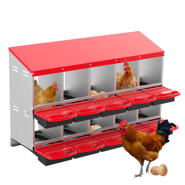Advwin - 10-Compartment Chicken Nesting Box Steel Coop