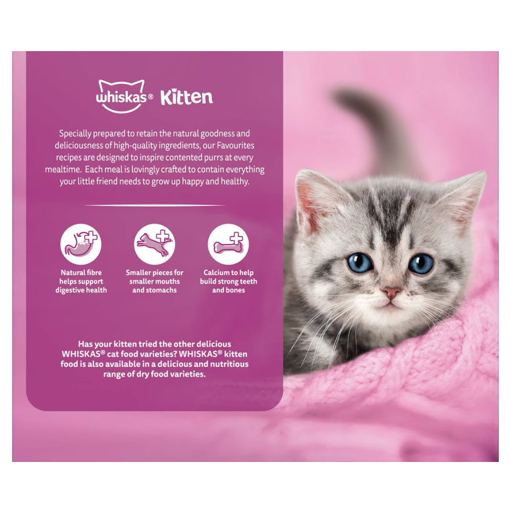 Whiskas - Kitten 2-12 Months Wet Cat Food Mixed Favourites In Jelly 85g X 12 Pack - Petservo