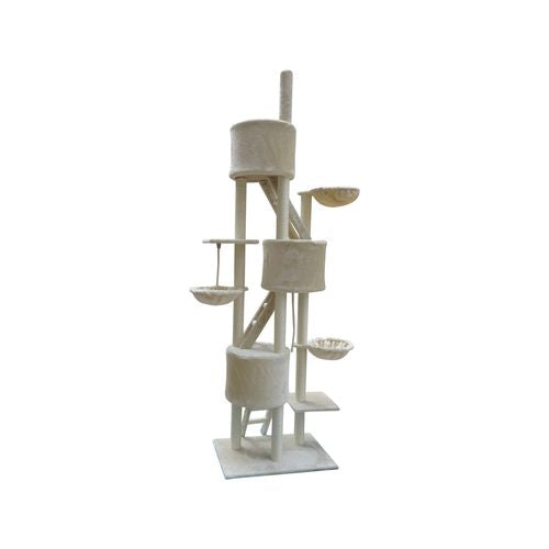 YES4PETS 244 cm XL Multi-Level Cat Scratching Post Tree Beige PetServo