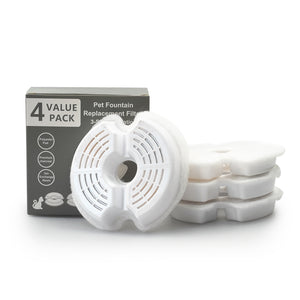 Pet fountain replacement filters with packaging on a white background at Pet Servo