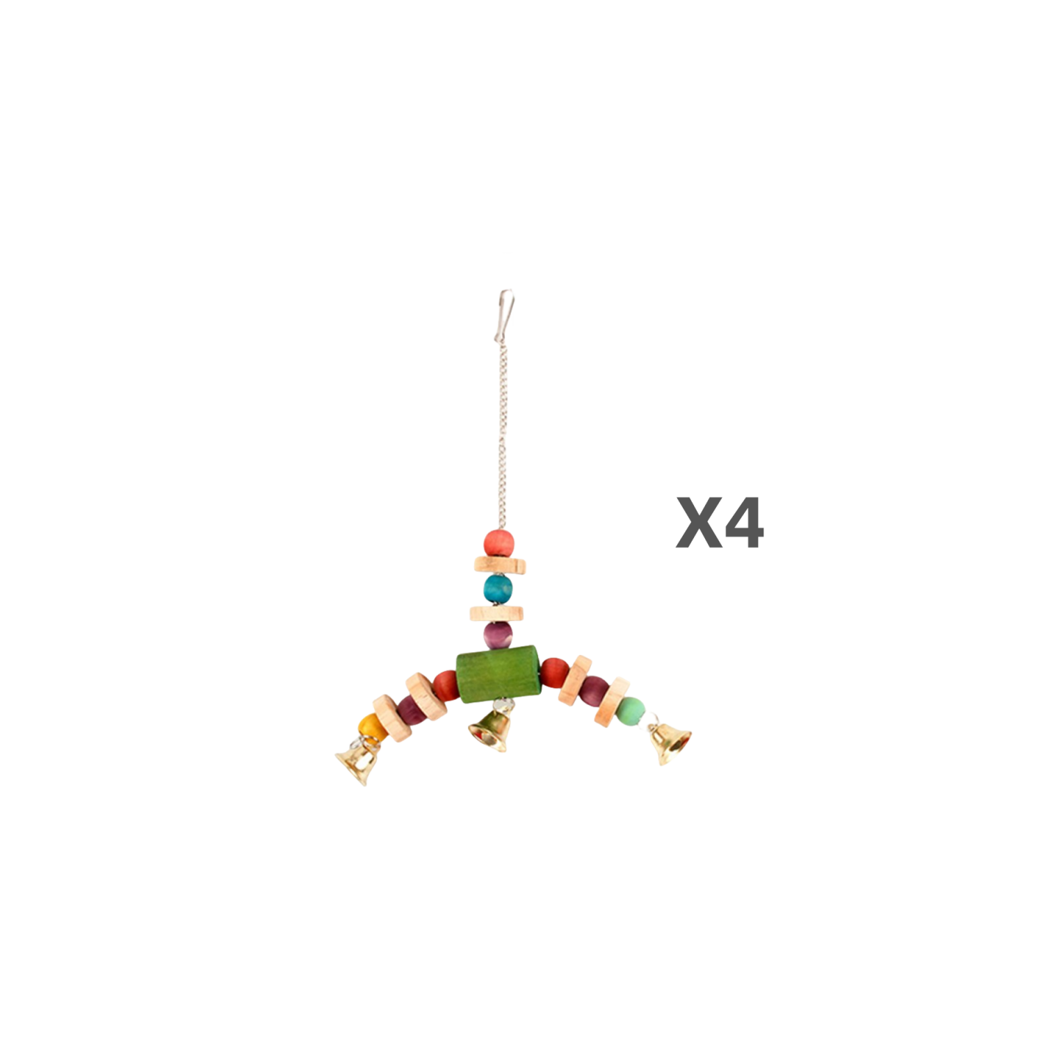 YES4PETS - 4x Hanging Pine Bird Toys with Bells 20x26cm - Pet Servo