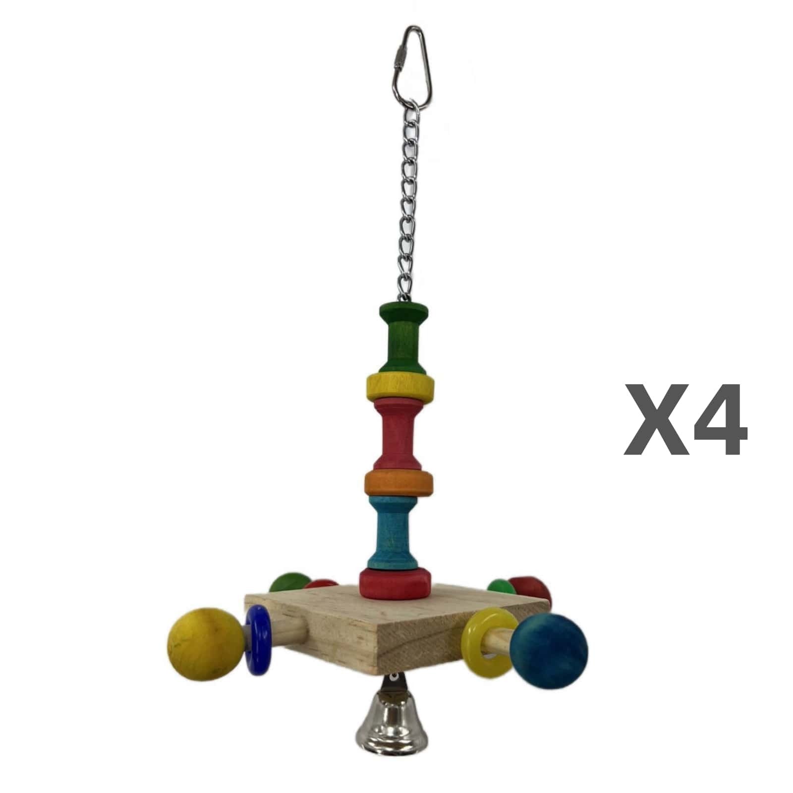 YES4PETS - 4-Pack Small Hanging Bell Toys for Birds - Pet Servo