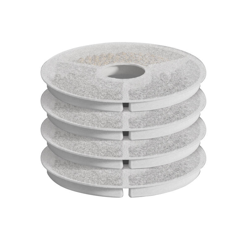 Stack of white filter cartridges on a white background at Pet Servo