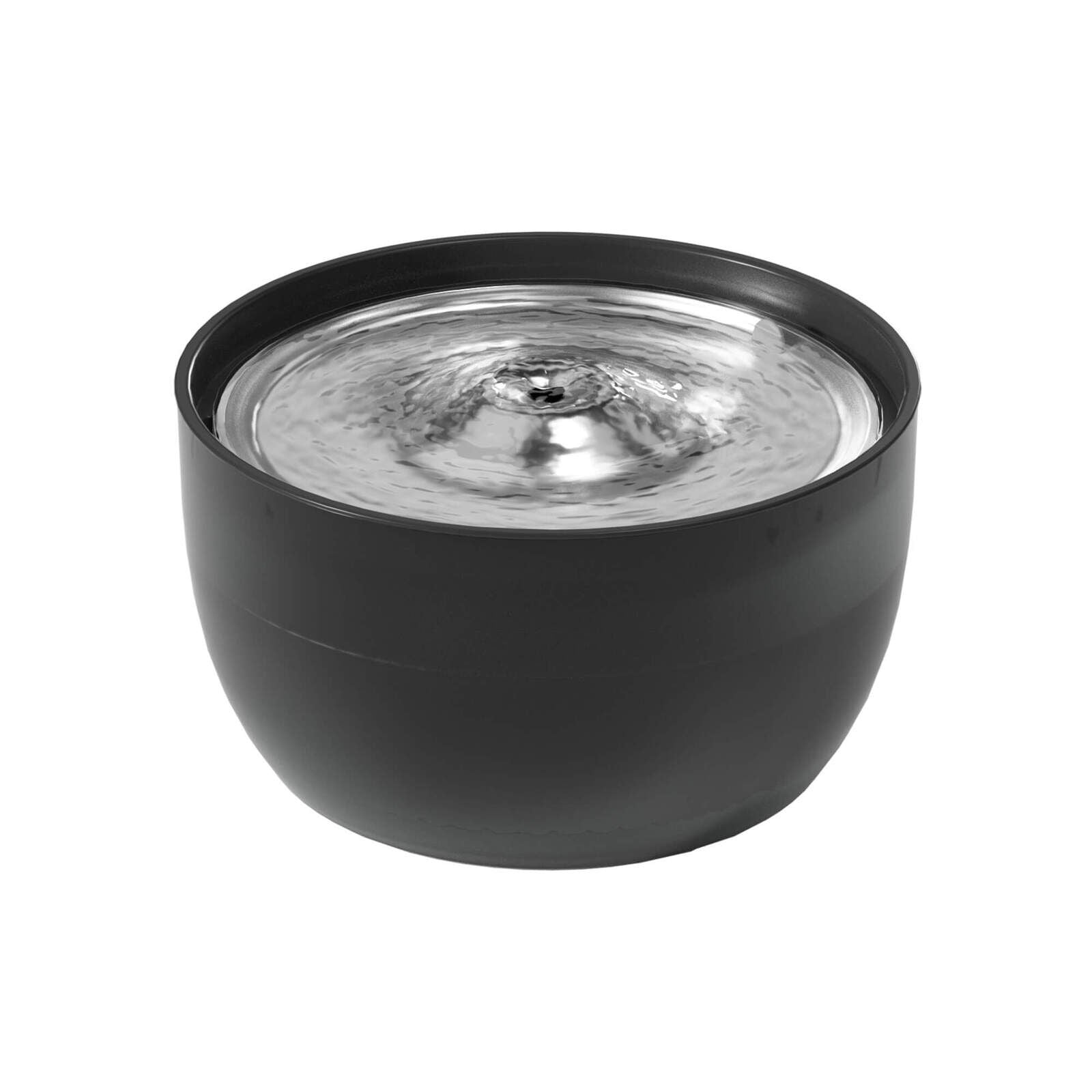 Black pet water bowl with a transparent center on a white background at Pet Servo