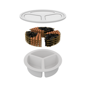 White plastic component with a textured brown and black insert on a white background at Pet Servo