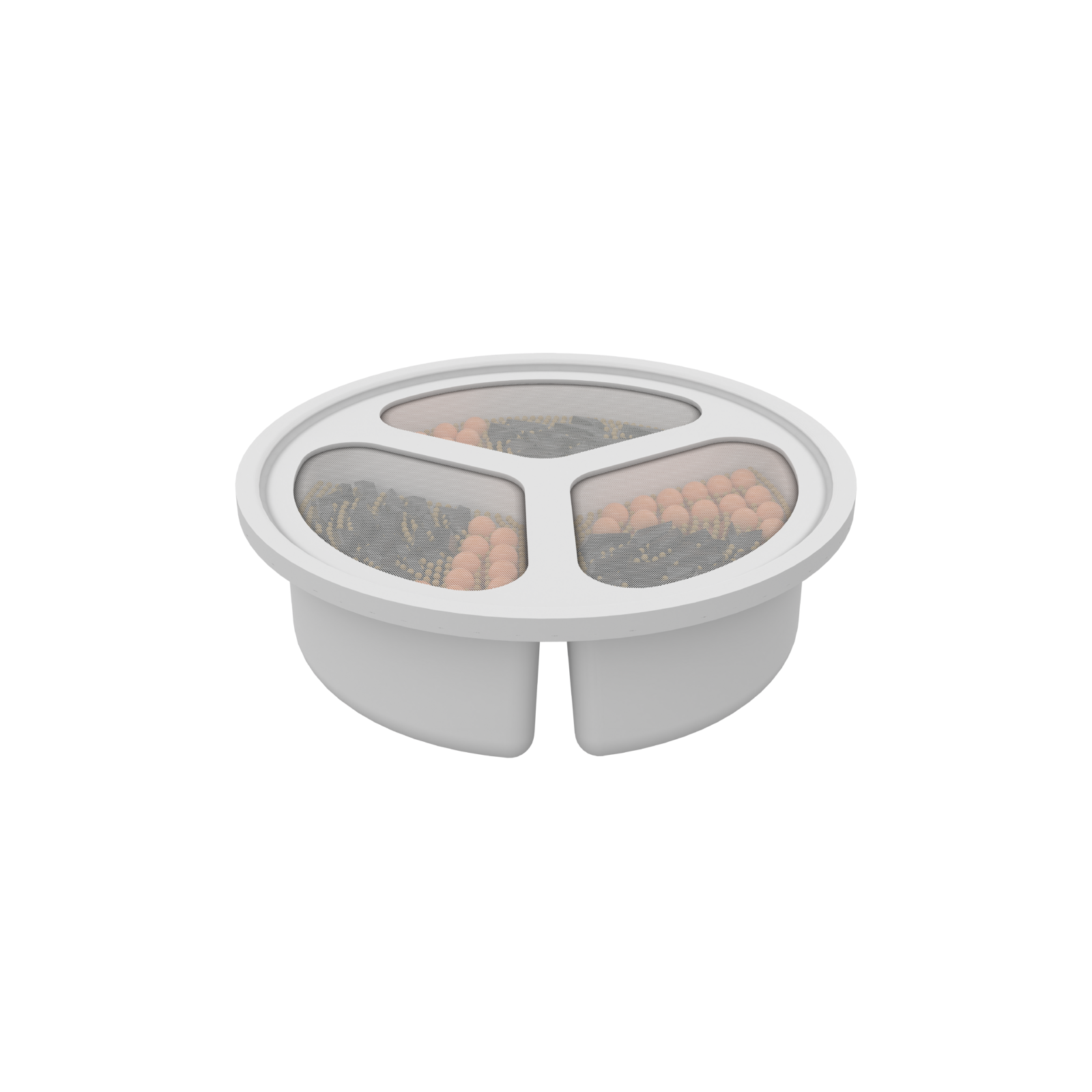 White pet feeder with divided sections on a white background at Pet Servo