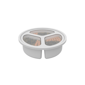 White pet feeder with divided sections on a white background at Pet Servo