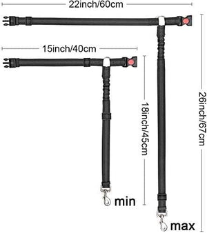 Measurement chart of a adjustable dog leash with dimensions labeled at Pet Servo