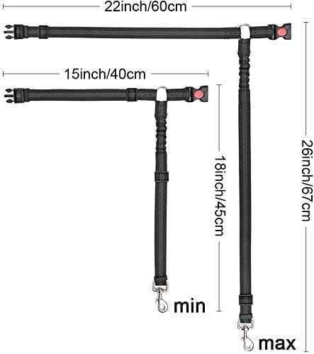 Measurement chart of a adjustable dog leash with dimensions labeled at Pet Servo
