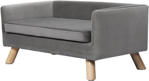 Gray sofa with wooden legs on a white background at Pet Servo