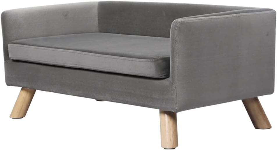 Gray sofa with wooden legs on a white background at Pet Servo