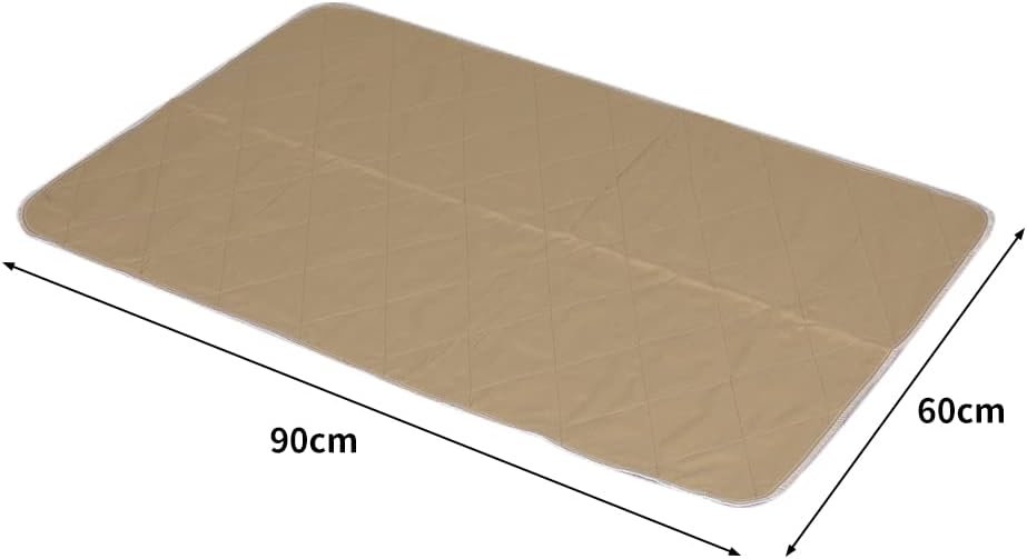 A tan quilted rectangular mat shown on a white background with dimension arrows and labels indicating 90 cm by 60 cm at Pet Servo