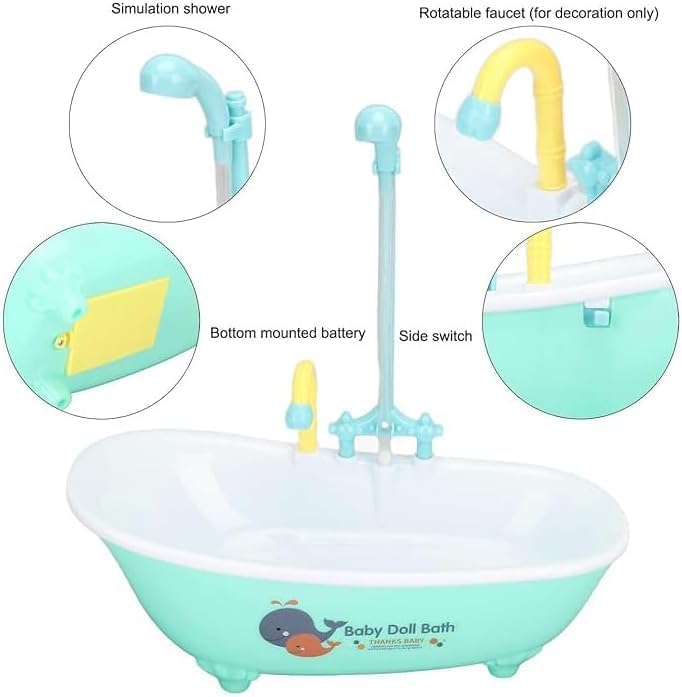 Baby bath tub with simulation shower and rotatable faucet on a white background at Pet Servo