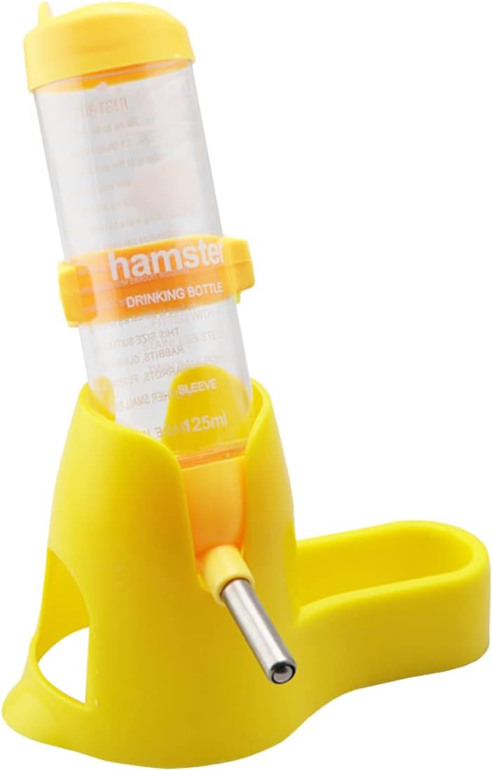 Yellow and white pet bottle with stand on a white background at Pet Servo