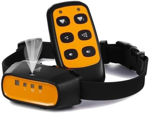 Dog training collar with remote control on a white background at Pet Servo