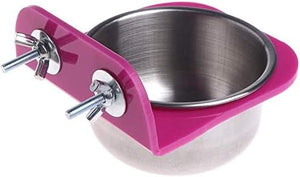 Pink pet feeder with a metal bowl on a white background at Pet Servo