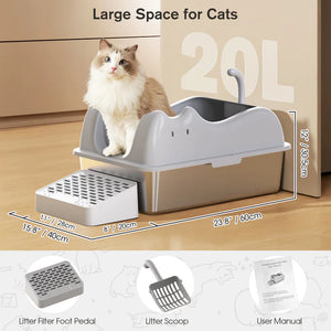 Buy Advwin Stainless Steel Cat Litter Box X Large at Pet Servo-1
